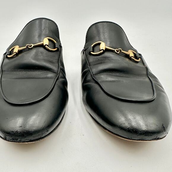 GUCCI Princetown Horsebit Black Leather Mules Loafers Slip On EU 39 US 9 - Picture 7 of 12